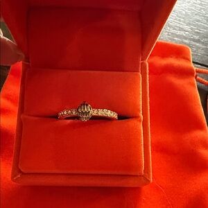 Kurt Geiger Gold-Tone Pavé Ring with Scalloped Center